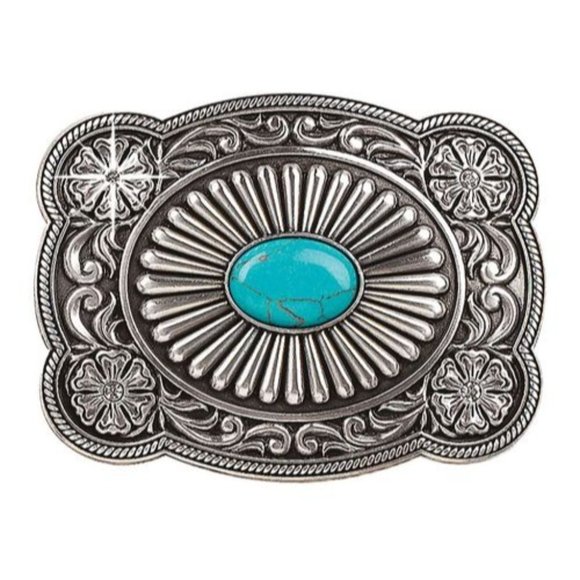 Accessories - Blazin Roxx Turquoise Stone Fanned BELT Buckle